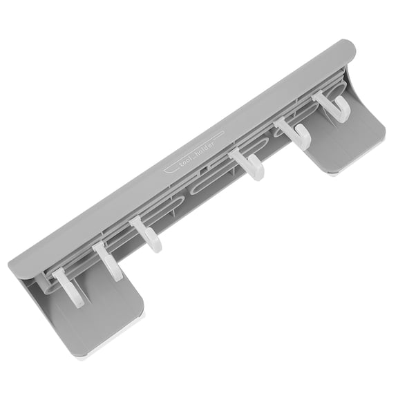 OATIPHO 1Pc Punch-Free ABS Storage Rack Wall-Mounted Kitchen Cookware Holder Light Grey