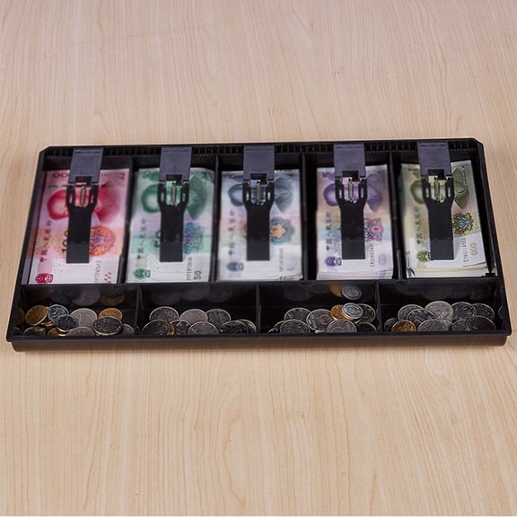 MUSEYA Money Collection Box Bill Compartments Tray in Black 1Set