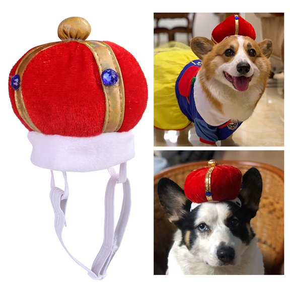 MUSEYA 1Pack Pet Creative Headgear Crown Hat Red Pleuche Novelty for Weekend Events