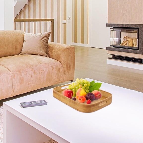 MUSEYA 1Pack Rectangular Bamboo Tray for Dessert Presentation and Food Serving 11.8x11x2in