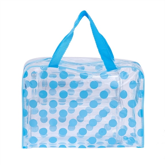 OATIPHO 1Pc Portable Blue Makeup Bag Waterproof Clear Cosmetic Storage Pouch