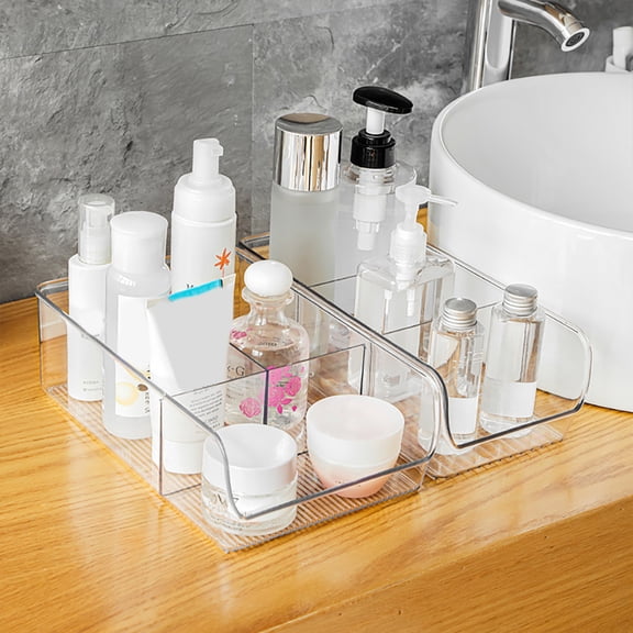 OATIPHO 1Pc Transparent Plastic Divisional Makeup Box Practical Cosmetic Storage Holder