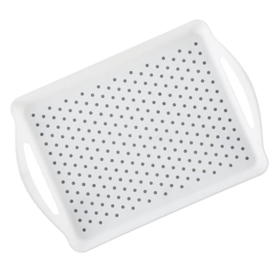 MUSEYA 1Pc Fruit Tray Rectangular Gray Dots Plastic Easy to Clean Kitchen Tray for Home Use