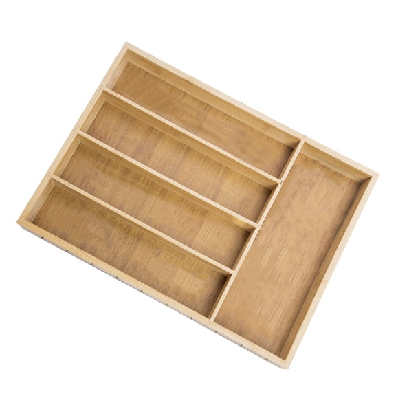 OATIPHO Khaki Bamboo Jewelry Box MultiGrid Storage Holder for Display Synthetic Material 12.5 x 8.5 x 4 Inches