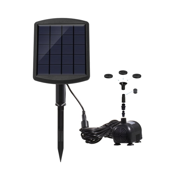 OATIPHO Water Pump Mini Brushless DC Solar Powered for Aquarium Pool Fountain Water Circulation Engineering Plastic Black 1.8W 170L/H