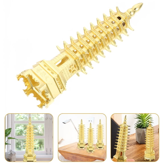OATIPHO Vintage Golden Wenchang Tower Sculpture Perfect for Office Study Room Tabletop Decor