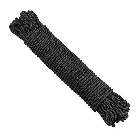 OATIPHO 1Pc Nylon Clothesline Rope Black Braided Rope for Bundling and Camping Activities