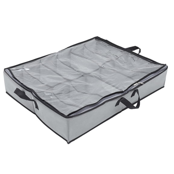 OATIPHO Grey Foldable Under Bed Shoes Container with Zipper Waterproof Design and Large Capacity Storage