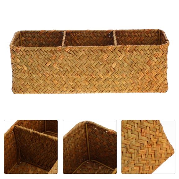 OATIPHO 1Pc Compact Coffee Storage Box with Woven Texture for Home Desktop Organization