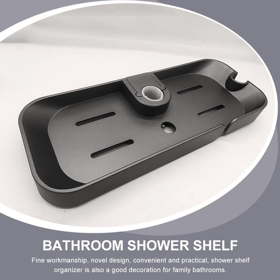 OATIPHO Storage Shelving Shower Shelf Black Plastic Accessories Storage Homeowners 1Pack