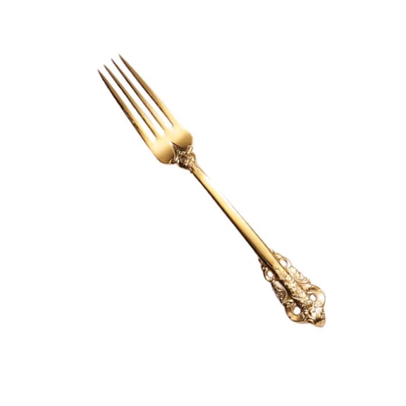 MUSEYA 1Set Engraved Fork in Golden for Western Dinnerware Home Dining