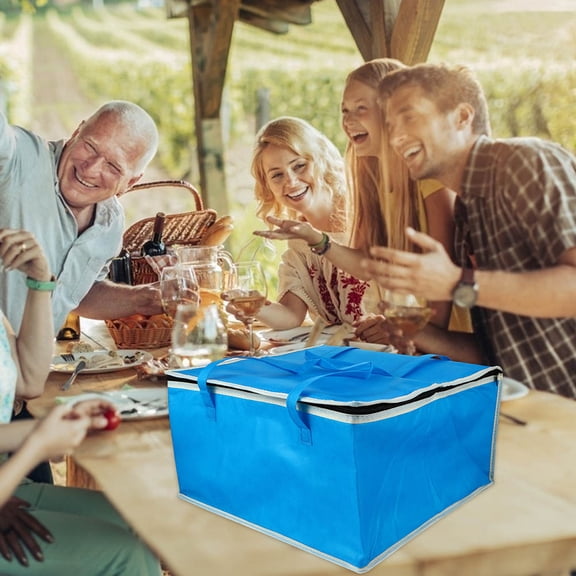 MUSEYA 1Set Insulated Take Out Bag Aluminum Foil Blue for Take Out Packing