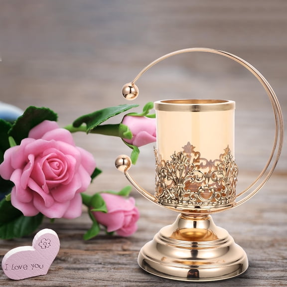 OATIPHO Decorative Iron Candle Stand with Transparent Texture for Tabletop Display