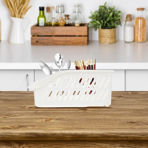 OATIPHO 1Pc White Creative Plastic Storage Box with Hollow Design for Desktop Sundries Storage