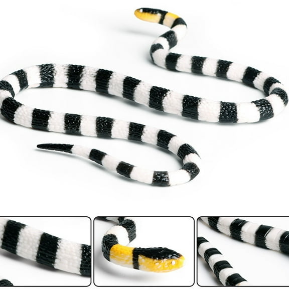 MUSEYA 1Set Realistic Snake Simulation Coral Snake Ornament for Families and Friends Office Decoration White Black