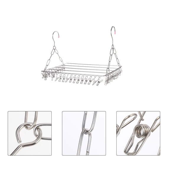 OATIPHO Clothes Drying Hanger Socks Drying Rack Silver Indoor Balcony Use 1Set