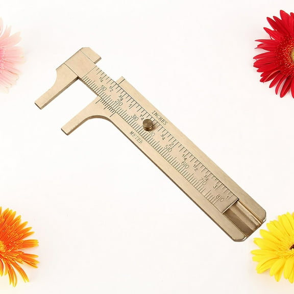 MUSEYA 1Set Small Measuring Calipers Khaki Precision Measuring Tool for Jewelry Making and Students