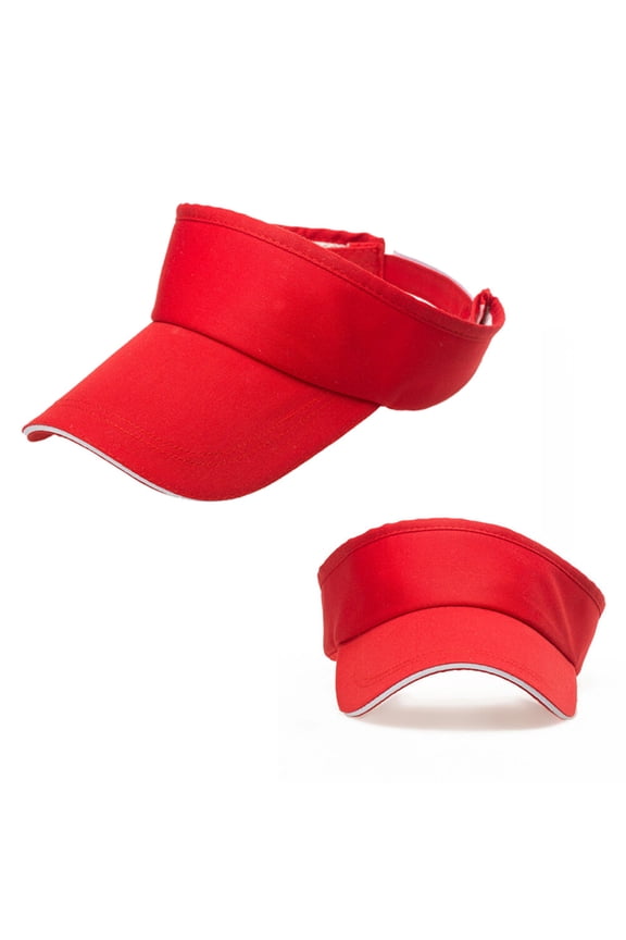 Adjustable Red Sports Sun Visor Hat with Lightweight Material and Comfortable Back Strap