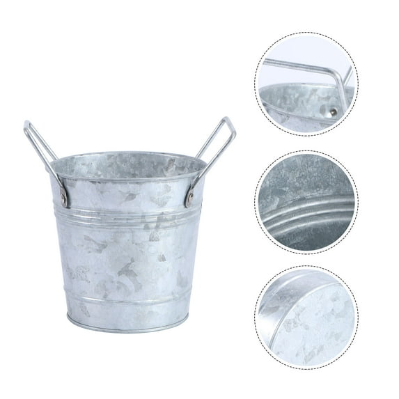 OATIPHO 1Pc Decorative Vintage Iron Flower Bucket with Dual Handles for Balcony