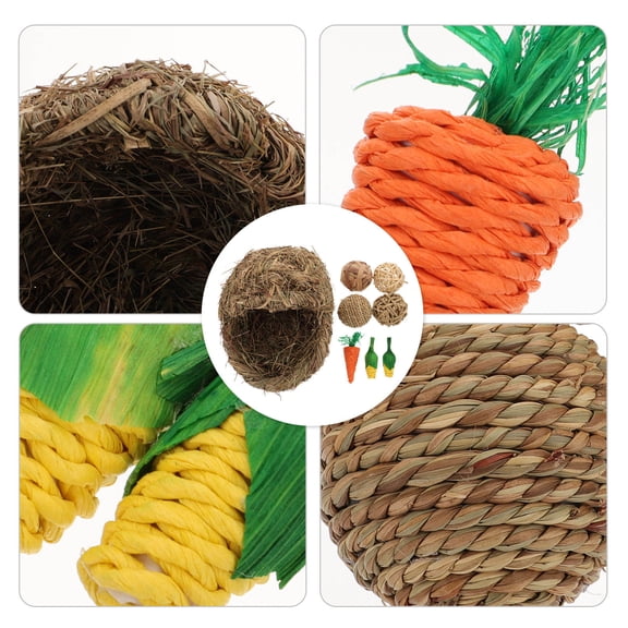 OATIPHO 1Set Hamster Grass House Natural Reed Grass Woven Nest Comfortable Resting Place