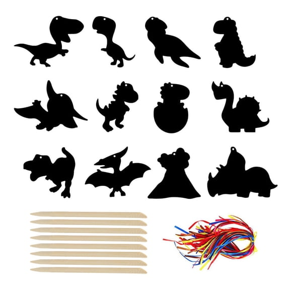 OATIPHO 1Set Scratch Paper Set Black for Dinosaur Craft Projects and Party Activities
