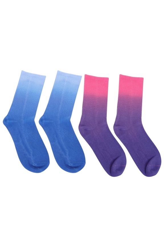 2Pairs Couple Tie Dyed Cotton Socks Flat Toe Breathable Warm Wear