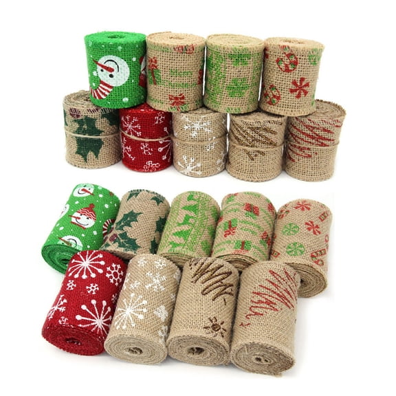 OATIPHO Printing Linen ps Roll with Retro Christmas Design for Crafting and Decorative Uses