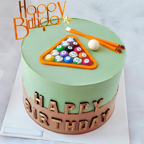 OATIPHO 2 Sets Pool Player Birthday Cake Snooker Topper Flexible Glue DIY Decor Multi-color