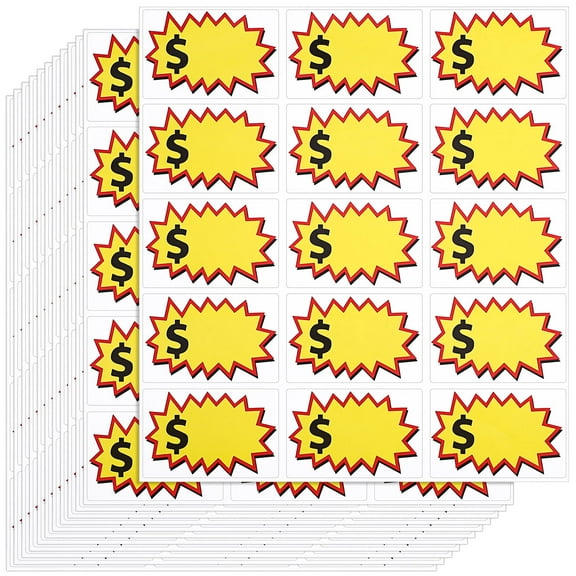 MUSEYA 20 Sheets Writable Stickers Labels Paper Pricing Stickers Yellow for Garage Sale