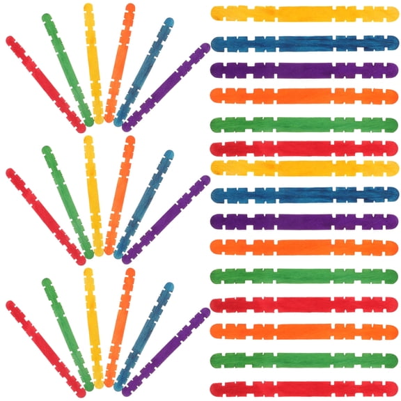 MUSEYA 200Pcs Sticks for Crafting and Ice Cream Making Assorted Color Round Natural Wood