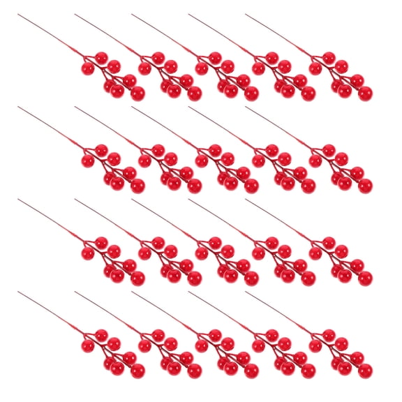 OATIPHO 20pcs Faux Berry Branches Simulation Berries Twig Stem Red Berry Picks Plastic Gift for Festivals