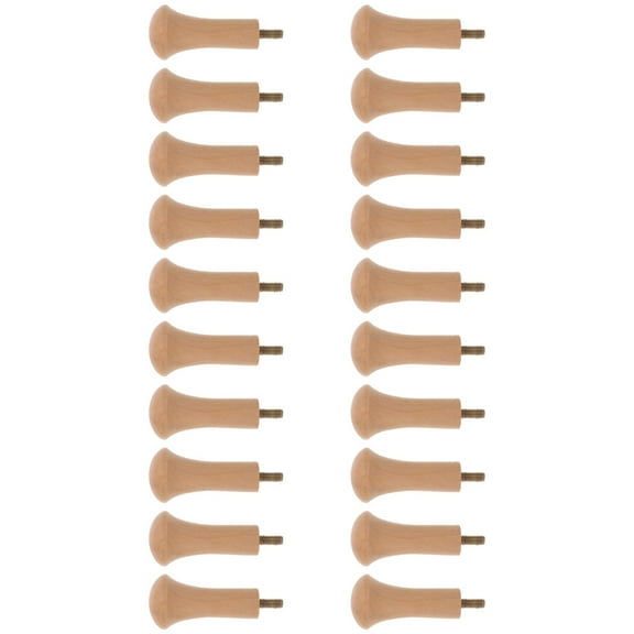 OATIPHO 20Pcs Screw-on Wooden Shaker Pegs Light Brown Wall Hooks for Clothes and Bags
