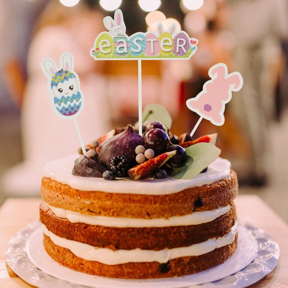 OATIPHO 22Pcs Easter Theme Cake Toppers Assorted Color Decorative Adornments for Party Cakes and Desserts
