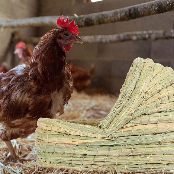 OATIPHO 2Pcs Straw Woven Chicken Coop Nest Slipper Shape Comfortable Chicken Sleep Bed