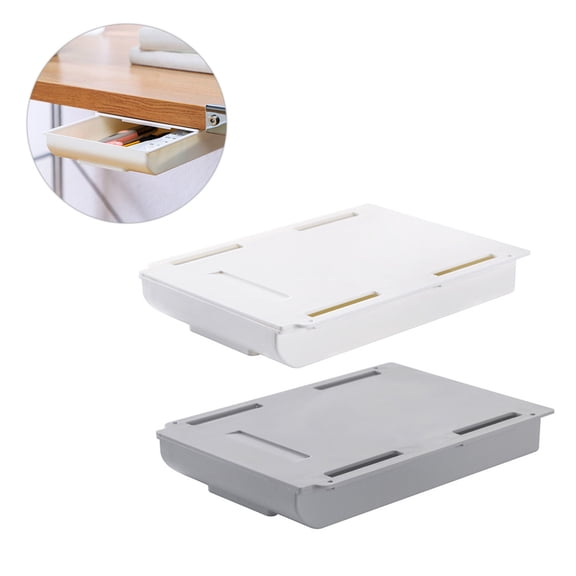 OATIPHO 2Pcs White Wall Mount Drawer Storage Box Adhesive Desk Organizer for Stationery