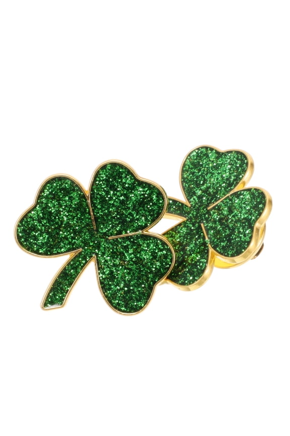 2PCS Green Enamel Lapel Pin Irish Theme Alloy Good Luck Symbol for Women Scarf Decoration