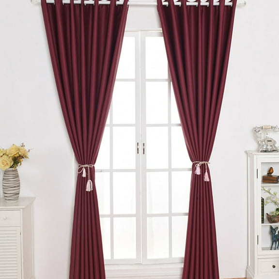 OATIPHO 2Pcs Wave Shaped Dark Red Curtain Nordic Simple Indoor Shading for Bedroom Decor