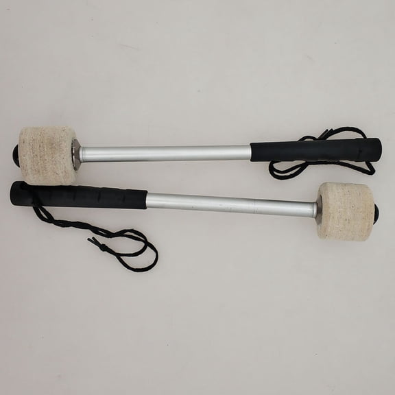 OATIPHO Drum Mallets Stainless Steel Handle Wool Felt Head for Music Playing Black 2Pcs