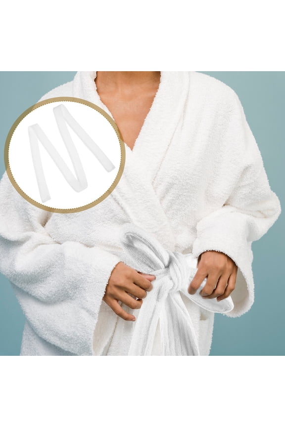 2Pcs White Replacement Bathrobe Belt Soft Washable Robe Waist Strap for Hotels