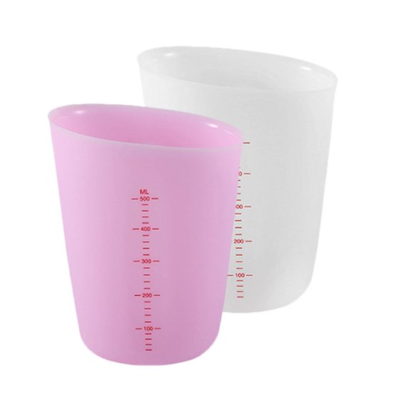OATIPHO 2Pcs Silicone Kitchen Measuring Cups White Material with Non Fading Engraved Scale