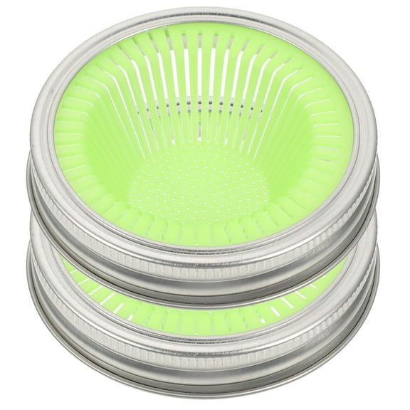 OATIPHO 2Pcs Green Jar Strainer Lids for Sprouting with Easy Assembly and Dishwasher Safe