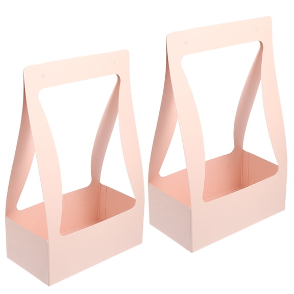 OATIPHO Compact Pink Paper Carry Box for Fresh Flowers and Presents 2Pcs