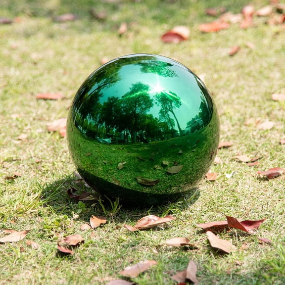 MUSEYA Metal Gazing Ball Green Outdoor Decorative Garden Reflective Mirror Sphere