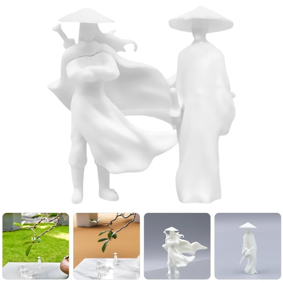 OATIPHO White Resin Lifelike Figurines for Elegance and Versatility 2Pcs