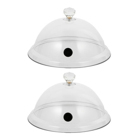 MUSEYA 2Pcs Brev Smoking Cloche Dome Acrylic Food Covers Heat Resistant for Cakes Dessert
