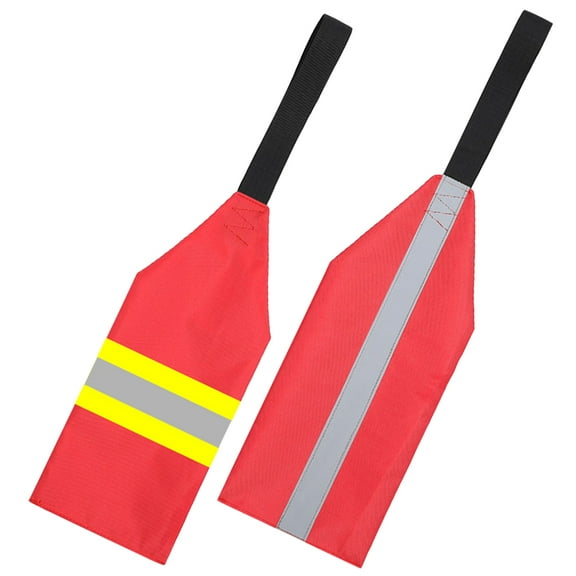 OATIPHO 2pcs Towing Flags with Reflective ps for Safety Warning Red Oxford Cloth Boat Towing