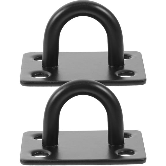 OATIPHO 2Pcs Black Stainless Steel Ceiling Hooks Heavy Duty Pad Eye Plate for Indoor Outdoor Use