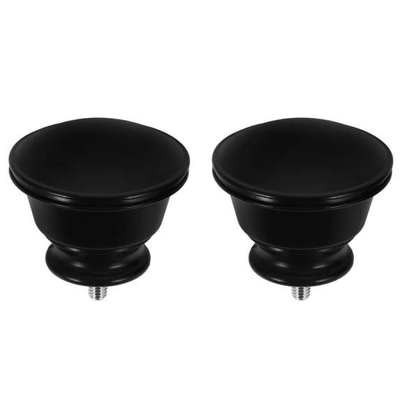 OATIPHO 2Pcs Black Metal and Plastic Curtain Rod Decorative Ends Finials Replacement Caps for Window Drapery Rods
