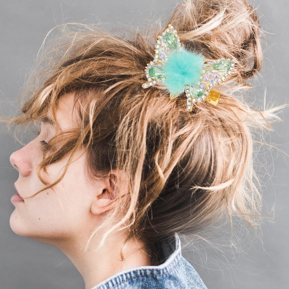 OATIPHO 2Pcs Moving Wings Butterfly Hair Clips Metal Rhinestone Pins for Elegant Hair Decoration