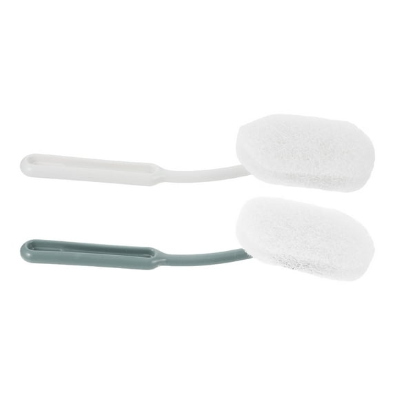OATIPHO 2Pcs Long Handle Bathroom Brush for Toilet Bathtub Floor with Hanging Hole White